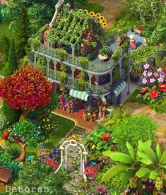 the garden is full of flowers and plants in this screenshot from the game's website