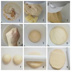 the steps to make bread dough are shown