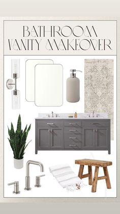 the bathroom vanity and shower is shown in this image, with accessories including a plant