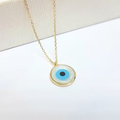 - Evil Eye Mother of Pearl Necklace for Women is made with high quality 14K real solid gold . - Circle Necklace for women is with decorated mother of pearl . Its diameter is 1 cm. - This cute, charm, dainty, delicate, elegant women jewelry Evil Eye Mother of Pearl Necklace is also called Turkish Nazar, lucky, good luck, Greek eye necklace . - You receive the necklace in a beautiful and free gift box - Free shipping (Arrive within 4 business days to the USA and Canada ( 1 day for production + 3 d Yellow Gold Evil Eye Round Necklace, 14k Gold Evil Eye Necklace, 14k Gold Evil Eye Round Necklace, Gold Evil Eye Necklace, Jewelry Evil Eye, Greek Eye, Snowflake Bracelet, Necklace Evil Eye, Evil Eye Necklace Gold