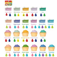 an image of cupcakes with different colors