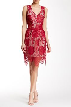 Lila Lace Overlay Dress by Tart on @nordstrom_rack Lace Cutout Dress, Sheer Lace Dress, Knit Shift Dress, Twisted Dress, Lace Cutout, Lace Overlay Dress, Red Lace Dress, Flare Mini Dress, Overlay Dress