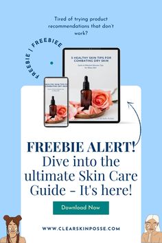 Ready to love your skin? Our FREE guide: 5 Tips for Clear Skin is your secret weapon! 🌟 Expert advice on tackling skin issues. Learn about gentle care and product choices. 💧✨ Click to download your FREE guide now!" Clear Skin Fast, Skin Care Guide, Perfect Skin Care Routine