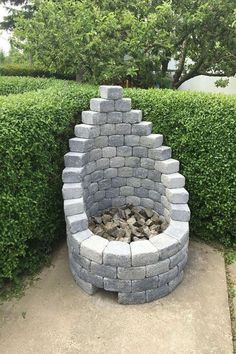 there is a fire pit made out of bricks