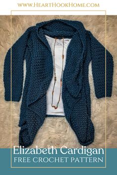 The Elizabeth Cardigan is a gorgeous crocheted cardigan pattern in muliple sizes. This pattern is customizable and fun to make. Made using a simple rectangle this is a pattern you'll want to make over and over again!