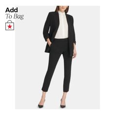 in stock Tailored Fall Pantsuit With Tapered Leg, Chic Fall Pantsuit With Tapered Leg, Chic Cropped Leg Dress Pants For Fall, Chic Cropped Dress Pants For Fall, Chic Winter Dress Pants With Pockets, Fall Pantsuit With Welt Pockets And Ankle-length Pants, Fall Ankle-length Pantsuit With Welt Pockets, Fall Pantsuit With Tapered Leg And Pockets, Fall Tapered Leg Pantsuit With Pockets