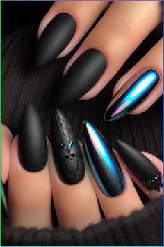 Warning: These nail art ideas may cause extreme jealousy and an overwhelming desire to promptly schedule your next appointment at the salon! So, if you’re not prepared to have the most enviable nails in town, it may be best to turn back now. Neon Blue Nails, Purple Chrome Nails, Rock Nails, Witchy Nails, Chrome Nails Designs, Gothic Nails, Green Nail Designs, Goth Nails, Black Nail Designs