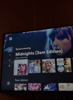 a flat screen tv with the words midnights sam edition on it's side