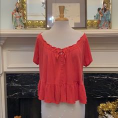 Nwt Free People “Camelia” Top. Beautiful Coral Color. Sweet, Feminine And Sexy Flirty Pink Tops For Vacation, Flirty Pink Vacation Tops, Spring Flirty Loungewear Tops, Flirty Spring Loungewear Tops, Flirty Loungewear Tops For Spring, Coral Color, Orange Pink, Color Orange, Free People Tops