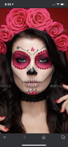 Catarina Makeup Simple, Day Of Dead Makeup Kids, Glam Day Of The Dead Makeup, Day Of The Day Makeup, Mexican Day Of The Dead Makeup, Womens Skull Makeup, Day Of The Dead Kids Makeup, La Catrina Makeup Easy, Pink Day Of The Dead Makeup