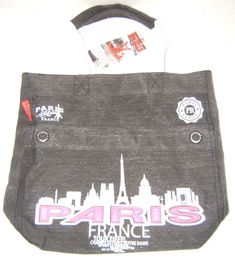 This is a Large New Zippered Black Denim (70% cotton 30% polyester) Shopping Bag or handbag or tote with a Paris Scene. It is 16" wide and 14" tall and has a nylon lined interior with an inside pouch. It also has a large outside pouch that closes with velcro. It is made by Attitude Paris. Please see photos and email me if you have any questions, thank you! Multiple purchases are combined to reduce shipping costs. All items are shipped within one business day. SATISFACTION GUARANTEED! I have many Urban Black Cotton Bag, Casual Gray Cotton Bag, Casual Medium Canvas Shoulder Bag, Casual Medium Canvas Bag, Medium Casual Canvas Shoulder Bag, A Paris, Black Denim, Ebay Store, Bags Handbags