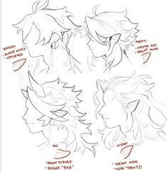 how to draw an anime character's head with different facial expressions and hair styles