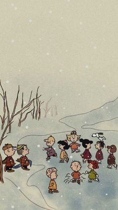 a group of children playing in the snow