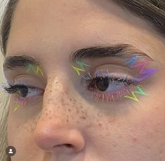 Neon Graphic Liner, Color Eyeliner Makeup, Hippie Makeup, Colorful Eyeliner, Cute Eye Makeup, Pride Makeup, Face Art Makeup, Graphic Makeup