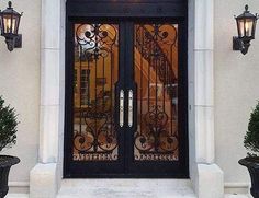 IWD Thermal Break Beautiful Hand-forged Iron Double Door CID-105 Operating Glass Square Top  Full Lite Exterior Iron Doors, Double Entry Door, Wrought Iron Entry Doors, Double Front Entry Doors, Wrought Iron Front Door, Iron Front Door, Iron Entry Doors, Rod Iron, Door Sweep