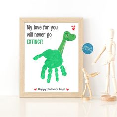 a green hand print with the words, my love for you will never go extinct