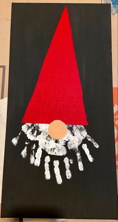 December Preschool Crafts Art Projects, Christmas Art Project For Toddlers, Infant Xmas Crafts, Christmas Gnome Handprint Craft, Christmas Art Canvas Kids, Holiday Art Projects For Toddlers, Christmas Canvas Toddler Craft, Christmas Toddler Art Projects, Handprint Winter Crafts For Kids