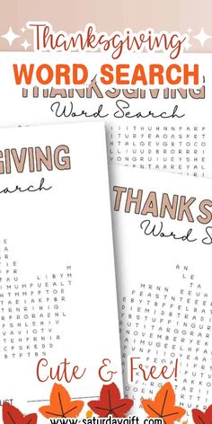 two thanksgiving word search cards with the words give and give