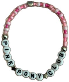 Bracelet Ideas Pony Beads, Easy Bracelet Ideas, Easy Bracelet, Pink Pony Club, Pony Bead Bracelets, Plastic Letters, Friendship Bracelets With Beads, Chapel Hill Nc, Pony Club