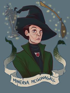 a man wearing a witches hat and holding a wand with the words, minnesota mcgonagall on it