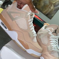 Women’s Retro 4 Jordan Blush Pink Size 8.5 Worn Once Excellent Condition In Original Box With Laces Pretty Sneakers, Boty Nike, Trendy Shoes Sneakers, Preppy Shoes, Nike Shoes Girls, Pretty Shoes Sneakers, Jordan Shoes Girls, Jordan Shoes Retro, All Nike Shoes