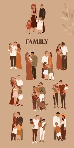 the family poster is shown with many different people and their names on it's side