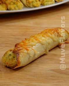 some food is laying on a wooden table