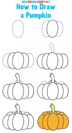 how to draw a pumpkin for kids with easy step - by - step drawing instructions