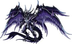 a purple dragon with black wings on it's back