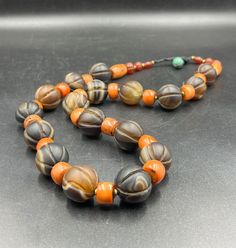 Wonderful Antique Old Suleimani Agate Beads Necklace With Old Tibetan Coral Beads Elegant Polished Carnelian Beads, Brown Agate Round Bead Necklaces, Brown Agate Necklaces With Polished Beads, Handmade Traditional Agate Beads, Traditional Agate Bead Jewelry 8mm, Traditional Multicolor 8mm Bead Necklaces, Traditional Brown Agate Beads And Cabochons, Traditional Multicolor 8mm Beaded Necklaces, Traditional Agate Beaded Necklaces