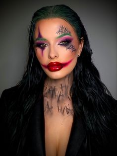 Hallowen Schminke, Female Joker Halloween, Joker Halloween Makeup, Joker Halloween Costume, Halloweenský Makeup, Holloween Makeup, Kostuum Halloween, Joker Halloween, Joker Makeup