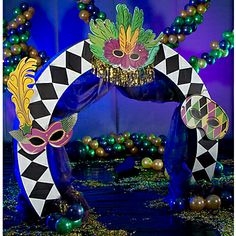 a mardi gras decoration with beads and decorations