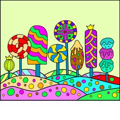 an image of colorful candy land with lots of candies