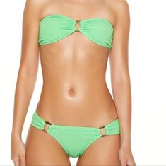 New Without Tags. Recently Purchased But Never Actually Been Worn. Size Large In Both Bottoms And Top. Spring Green Seamless Knit Bikini Top Featuring A Bandeau Silhouette, Textured Construction, Sweetheart Neckline, Tortoiseshell Ring Detail, And A Straight-Cut Along With Matching Seamless Knit Bikini Bottoms Featuring A Textured Construction, Mid-Rise Waist, Tortoiseshell Ring Details, And Cheeky. Seamless Trendy Tube Top For The Beach, Trendy Seamless Tube Top For Beach, Chic Forever 21 Swimwear For Beach, Knit Bandeau, Bathing Suit Bottoms, Spring Green, Brown Fashion, Denim Top, Straight Cut