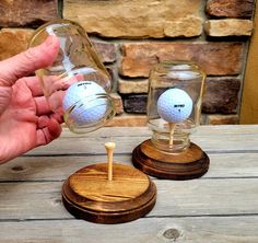 "IMPOSSIBLE BOTTLE - Golf Ball on Golf Tee; Father gift, Dad gift, Husband gift, boyfriend gift, Father's Day, Male Gift, Golfer Gift AMAZING GIFT IDEA! An official size and weight golf ball larger than the mouth of the jar! The unaltered ball rests on a golf tee attached to a beautifully finished wood base. You can ask your friends to carefully lift the jar off without knocking the ball off the golf tee. Watch their reaction when the ball remains in the jar because it can't fit through the open Golf Ball Upcycle, Golf Ball Decor, Golf Awards Ideas Funny, Golf Trophy Ideas, Golf Ball Art, Golf Signs, Golf Club Crafts, Golf Ball Holder, Golf Trophies