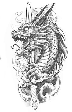 Dragon Art Tattoo, 3d Dragon Tattoo, Dragon Tattoo Styles, Black Dragon Tattoo, Red Dragon Tattoo, Dragon Tattoo Art, Kunst Tattoos, Japanese Dragon Tattoos, Tattoo Artwork