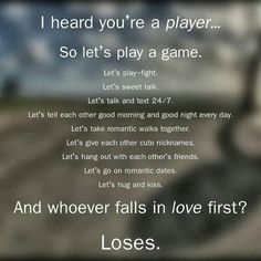 a blurry photo with the words i heard you're a player so let's play a game and whoever falls in love first