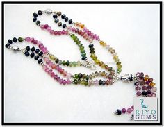 Tourmaline Silver Necklace Gemstone Watermelon Tri Color pink Tourmaline Silver Jewelry by Riyo Gems http://www.riyogems.com