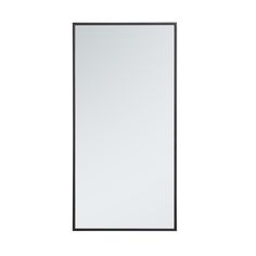 a black framed mirror on a white wall with an empty space for the image to be taken