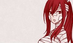 an anime character with long red hair