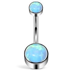 PRICES MAY VARY. [ITEM CONTAIN]: 1Pcs 14G Astm F136 Titanium Internally Threaded Opal Belly Button Ring Piercing Jewelry. [PRODUCT SIZE]: Belly Button Rings Gauge: 14g=1.6mm, Bar Length: 10mm, Opal Diameter: 5mm and 8mm, Color: Blue. [TOP MATERIAL]: Belly Button Ring is made of ASTM F136 Titanium material, Highly polished, Very smooth surface, Very comfortable to wear, No allergic reactions, Lighter than stainless steel, and very skin friendly, Also suitable for first piercing wear. [SUITABLE FO Belly Button Piercing Ring, Belly Button Piercing Rings, Titanium Belly Ring, Titanium Belly Button Rings, Belly Button Piercing Jewelry, Barbell Piercing, Ring Piercing, Belly Bars, Body Jewelry Piercing