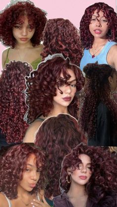 Cherry Hair Colors, Natural Curly Hair Cuts, Highlights Curly Hair, Colored Hair Tips, Hair Color Chocolate