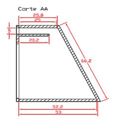 a drawing of the corner section of a wall with measurements for each side and top