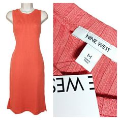 Nine West Coral Pink Ribbed Sleeveless Midi Stretchy Dress New With Tags Size: Medium Color: Coral (Pink/Peach) Stretchy Ribbed Small Side Slits Sleeveless See Pictures For Details Open To Reasonable Offers Bundle 2+ Items For A Discount Ships Same Day/Next Day Smoke Free And Pet Free Home Colors May Be Slightly Off In Pictures Due To Lighting Pink Dress Casual, Pink Ribbed, Scoop Neck Dress, Coral Dress, Sleeveless Dress Summer, Stretchy Dress, Medium Dress, Color Coral, Ribbed Dresses