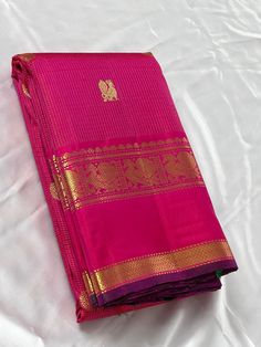 Bridal Collection Pink Color Pure Kanchipuram Silk Saree | Indian Traditional Ethnic Saree | Wedding or Party Wear Saree | Handwoven Gift Saree for Her Product Details : Saree Type : Pure Kanchipuram Silk Saree Golden Zari, Silk Mark Certified Blouse Piece : Yes (Un-Stitched) Saree Length : 5.5 Meters Blouse Piece Length : 80 cm Saree Weight : 0.9 kg Saree Fabric : Pure Kanchipuram Silk  Color : As shown in the picture Work : weaving Pattern : designer Occasion: Party Wear, Formal Wear, Festival Ceremonial Semi-stitched Saree With Self Design, Ceremonial Pink Handloom Traditional Wear, Ceremonial Blouse Piece For Diwali With Self Design, Ceremonial Saree With Self Design For Navratri, Ceremonial Pink Saree With Cutdana, Pink Saree With Cutdana For Ceremonial Occasions, Ceremonial Pink Traditional Wear With Zari Work, Traditional Ceremonial Saree For Diwali, Ceremonial Saree For Diwali