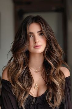 Balayage Brunette Natural Wavy Hair, Low Maintainence Hair Color Brunette, Brunette Old Money Hair, Hair Color Balayage Brunette, Caramel Fall Hair, Expensive Brown Hair, Autumn Balayage, Brunette Looks