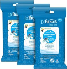 three packs of dr brown's pacifier wipes