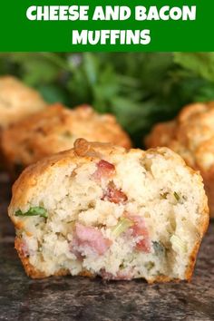 the muffins are stuffed with cheese and bacon