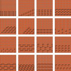 nine rows of brick tiles with different patterns