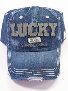 She's So Lucky Cap Trendy Distressed Visor Baseball Cap, Vintage Distressed Adjustable Dad Hat, Vintage Distressed Dad Hat Baseball Cap, Distressed Dad Hat With Curved Bill, Casual Distressed Visor Baseball Cap, Distressed Curved Bill Hat For Baseball Season, Vintage Distressed Snapback Dad Hat, Vintage Distressed Dad Hat, Trendy Distressed Cotton Baseball Cap